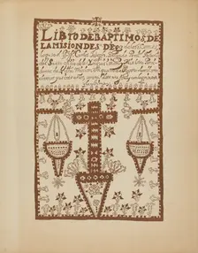 Plate 2: Jemez Book of Baptisms: From Portfolio "Spanish Colonial Designs of New Mexico", 1935/1942. Creator: Unknown
