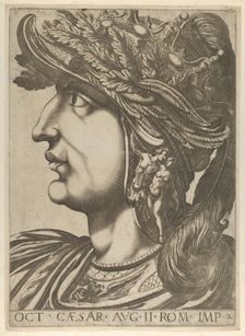 Plate 2: Octavian in profile to the left, from The Twelve Caesars 1610-40., 1610-40. Creator: Anon