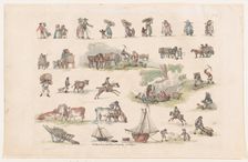 Plate 2, Outlines of Figures, Landscapes and Cattle...for the Use of Learners, Ma..., March 8, 1790. Creator: Thomas Rowlandson