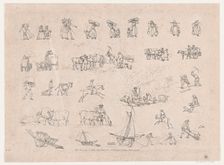 Plate 2, Outlines of Figures, Landscapes and Cattle...for the Use of Learners, Jun..., June 1, 1790. Creator: Thomas Rowlandson