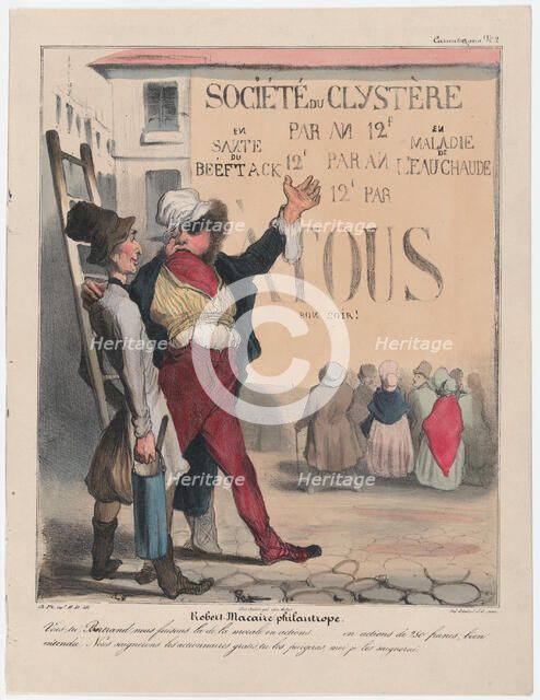 Plate 2: Robert Macaire philanthrope, 1838. Creator: Honore Daumier.