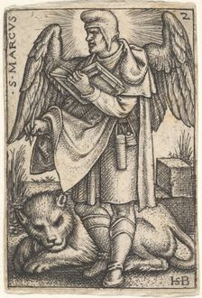 Plate 2: Saint Mark, his head turned in profile to the left, with an open book in his righ..., 1541. Creator: Sebald Beham