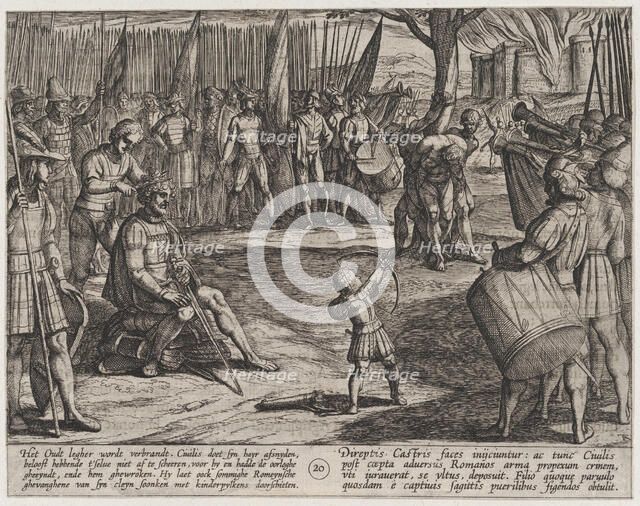 Plate 20: Civilis Having his Hair Cut, from The War of the Romans Against the Batavians (R..., 1611. Creator: Antonio Tempesta.