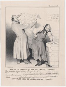 Plate 20: A toutes les personnes qui ont des capitaux à perdre! , 1838. Creator: Honore Daumier