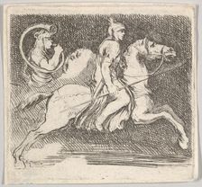 Plate 20: a soldier in profile galloping to the right holding a lance in his right han..., ca. 1646. Creator: Stefano della Bella