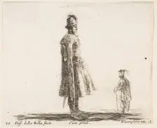 Plate 20: an old Polish nobleman wearing a plumed hat in center, standing in profil..., ca. 1644-47. Creator: Stefano della Bella