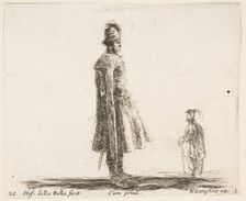 Plate 20: an old Polish nobleman wearing a plumed hat in center, standing in profil..., ca. 1644-47. Creator: Stefano della Bella