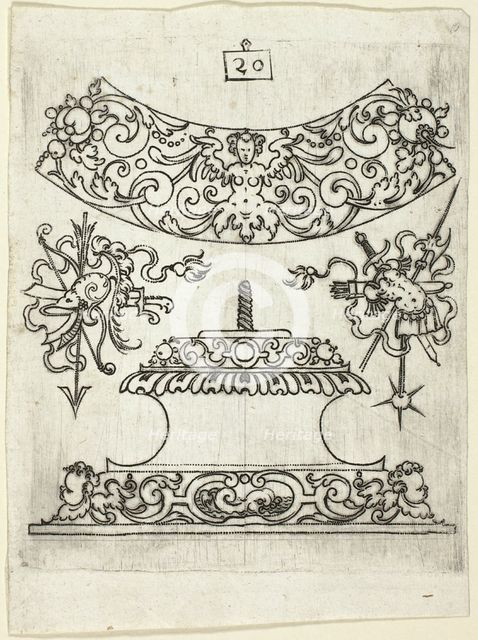 Plate 20, from XX Stuck zum (ornamental designs for goblets and beakers), 1601. Creator: Master AP.