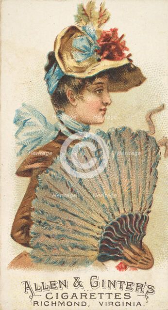 Plate 21, from the Fans of the Period series (N7) for Allen & Ginter Cigarettes Brands, 1889. Creator: Allen & Ginter.