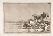 Plate 21 from the Tauromaquia': Dreadful events in the front rows of the ring at Madrid a..., 1816. Creator: Francisco Goya