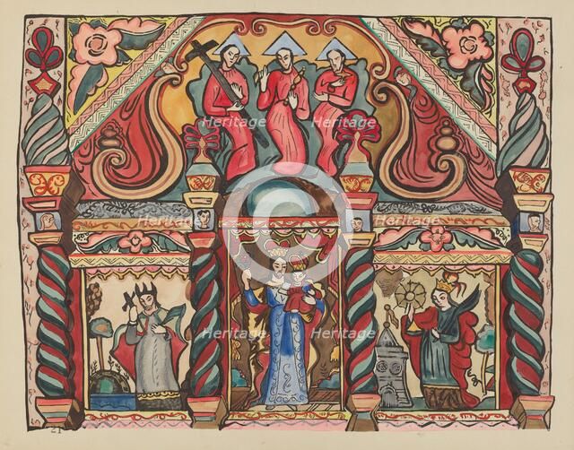 Plate 21: Main Altarpiece: From Portfolio "Spanish Colonial Designs of New Mexico", 1935/1942. Creator: Unknown.