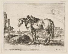 Plate 22: cart horse, from Various animals (Diversi animali), ca. 1641. Creator: Stefano della Bella