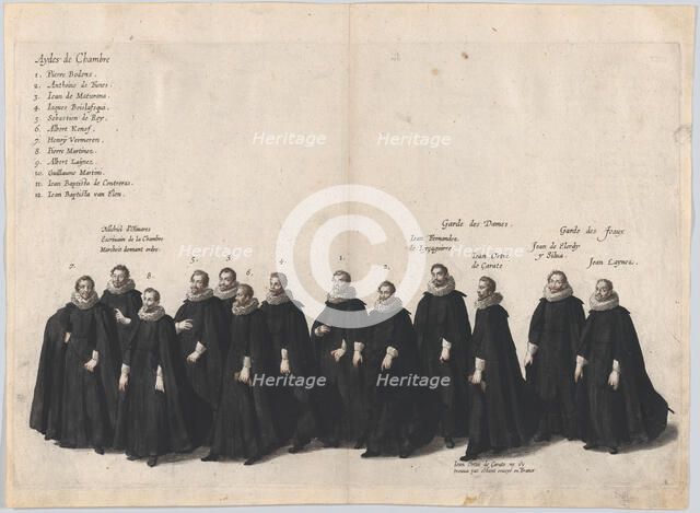 Plate 22: Chamber aides marching in the funeral procession of Archduke Albert of Austria;..., 1623. Creator: Cornelis Galle I.
