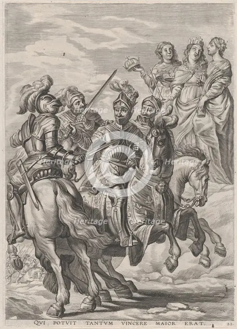 Plate 22: Emperor Charles V, victory at Pavia; from Guillielmus Becanus's 'Serenissimi Pri..., 1636. Creators: Jacob Neeffs, Johannes Meursius, Willem van der Beke.
