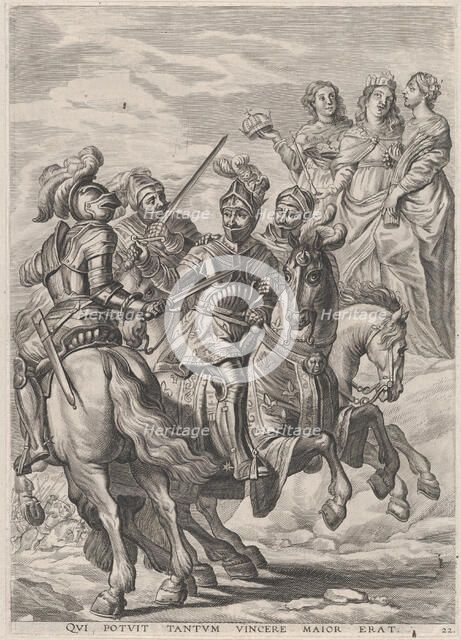 Plate 22: Emperor Charles V, victory at Pavia; from Guillielmus Becanus's 'Serenissimi Pri..., 1636. Creators: Jacob Neeffs, Johannes Meursius, Willem van der Beke.