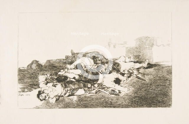 Plate 22 from 'The Disasters of War' (Los Desastres de la Guerra): 'Even worse.' (Tanto y ..., 1810. Creator: Francisco Goya.