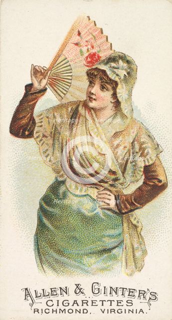 Plate 22, from the Fans of the Period series (N7) for Allen & Ginter Cigarettes Brands, 1889. Creator: Allen & Ginter.