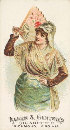 Plate 22, from the Fans of the Period series (N7) for Allen & Ginter Cigarettes Brands, 1889. Creator: Allen & Ginter