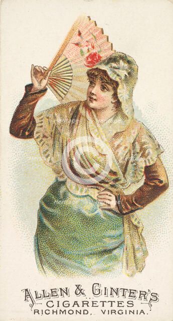 Plate 22, from the Fans of the Period series (N7) for Allen & Ginter Cigarettes Brands, 1889. Creator: Allen & Ginter.