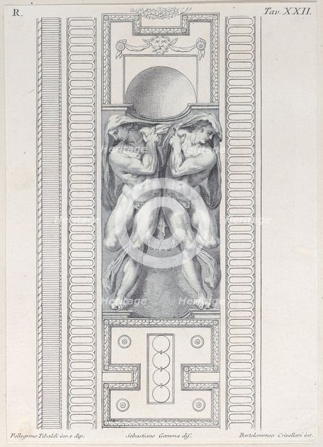 Plate 22: two nude figures wearing veils, 1756. Creators: Bartolomeo Crivellari, Sebastiano Gamma.