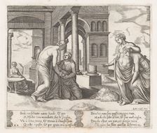 Plate 22: Venus standing at right ordering Psyche to sort a pile of grain, at left the ..., 1530-60. Creator: Master of the Die