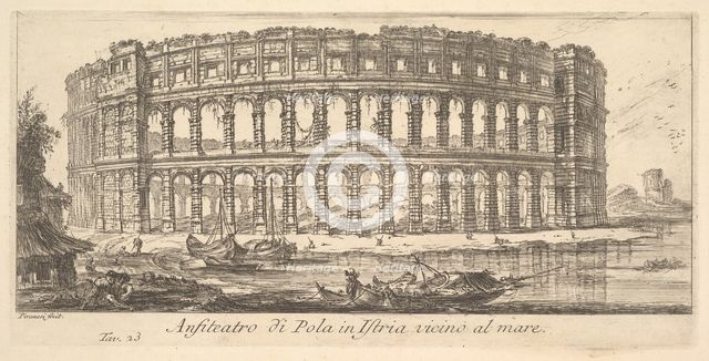 Plate 23: Amphitheater of Pola in Istria near the sea (Anfiteatro di Pola in Istria vi..., ca. 1748. Creator: Giovanni Battista Piranesi.