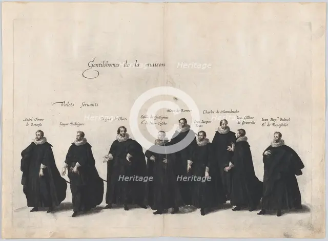 Plate 23: Gentlemen of the house marching in the funeral procession of Archduke Albert of ..., 1623. Creator: Cornelis Galle I.
