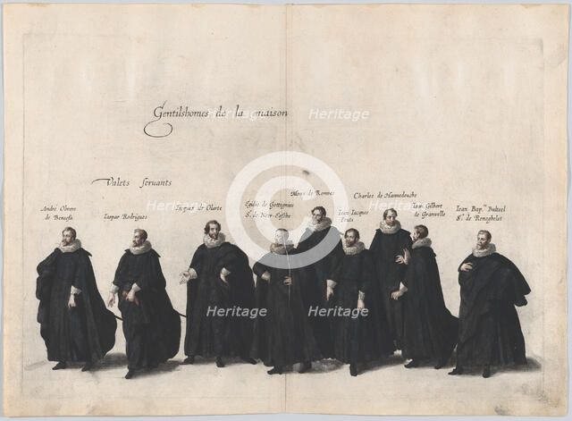 Plate 23: Gentlemen of the house marching in the funeral procession of Archduke Albert of ..., 1623. Creator: Cornelis Galle I.