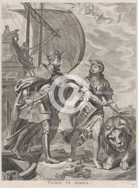 Plate 23: Emperor Charles V, campaign in Africa; from Guillielmus Becanus's 'Serenissimi P..., 1636. Creators: Jacob Neeffs, Johannes Meursius, Willem van der Beke.