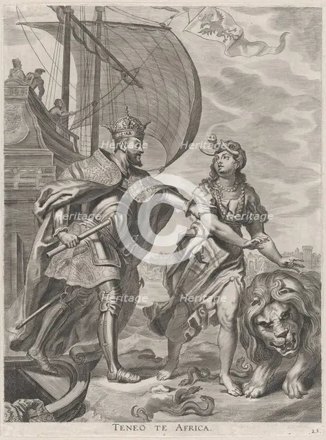 Plate 23: Emperor Charles V, campaign in Africa; from Guillielmus Becanus's 'Serenissimi P..., 1636. Creators: Jacob Neeffs, Johannes Meursius, Willem van der Beke.