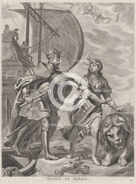 Plate 23: Emperor Charles V, campaign in Africa; from Guillielmus Becanus's 'Serenissimi P..., 1636. Creators: Jacob Neeffs, Johannes Meursius, Willem van der Beke.