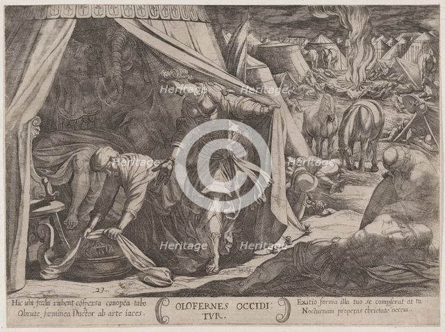 Plate 23: Judith and Holofernes, from 'The Battles of the Old Testament', ca...., ca. 1590-ca. 1610. Creator: Antonio Tempesta.