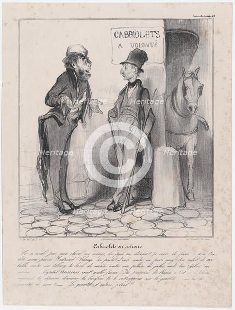 Plate 24: Cabriolets en actions, 1838. Creator: Honore Daumier.