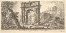 Plate 24: Arch of Pola in Istria near the Gate (Arco di Pola in Istria vicino alla Por..., ca. 1750. Creator: Giovanni Battista Piranesi