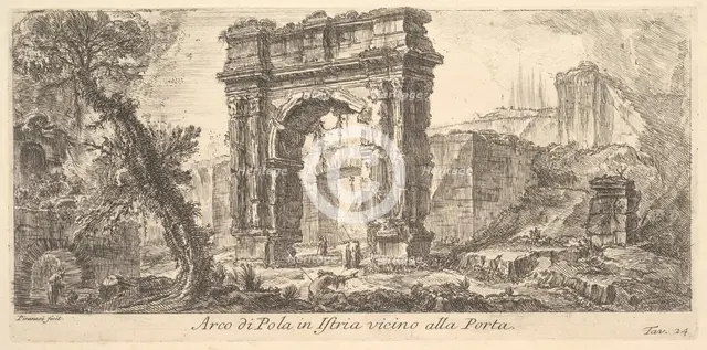 Plate 24: Arch of Pola in Istria near the Gate (Arco di Pola in Istria vicino alla Por..., ca. 1750. Creator: Giovanni Battista Piranesi.