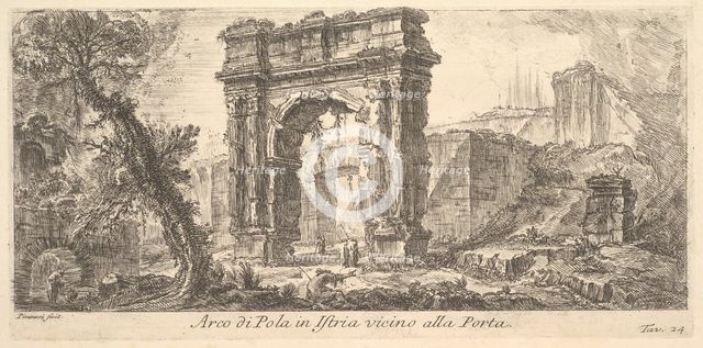 Plate 24: Arch of Pola in Istria near the Gate (Arco di Pola in Istria vicino alla Por..., ca. 1750. Creator: Giovanni Battista Piranesi.