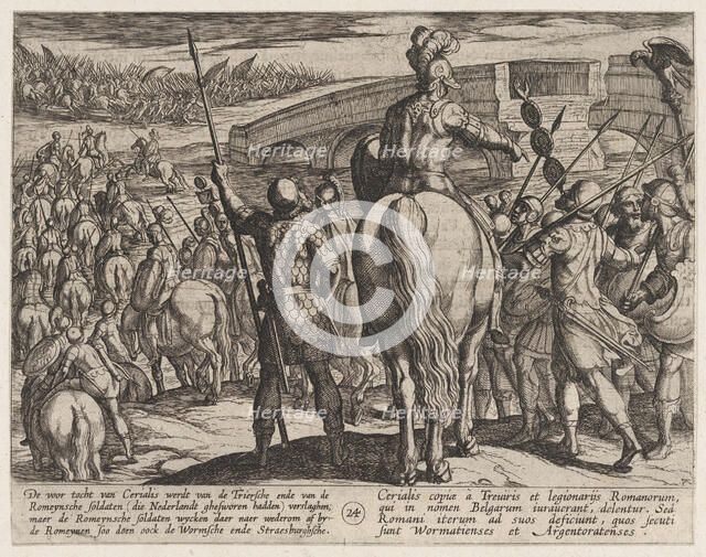 Plate 24: The Advance Guard of the New Roman Troops Turned Back, from The War of the Roman..., 1611. Creator: Antonio Tempesta.