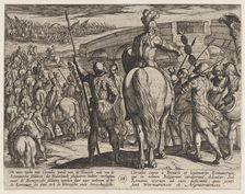 Plate 24: The Advance Guard of the New Roman Troops Turned Back, from The War of the Roman..., 1611. Creator: Antonio Tempesta