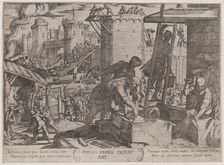 Plate 24: The Israelites Rebuilding the Walls of Jerusalem, from The Battles..., ca. 1590-ca. 1610. Creator: Antonio Tempesta
