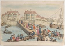 Plate 25: A Landing Place, from "World in Miniature", 1816., 1816. Creator: Thomas Rowlandson