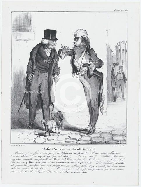 Plate 25: Robert Macaire mendiant distinguée, 1838. Creator: Honore Daumier.