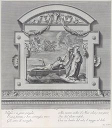 Plate 26: Ulysses escaping on a raft with the aid of the sea deity Leucothea, 1756. Creators: Bartolomeo Crivellari, Gabriel Söderling