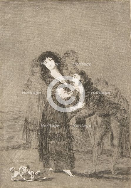 Plate 27 from 'Los Caprichos':Which of them is the more overcome? (Quien mas rendido?), 1799. Creator: Francisco Goya.