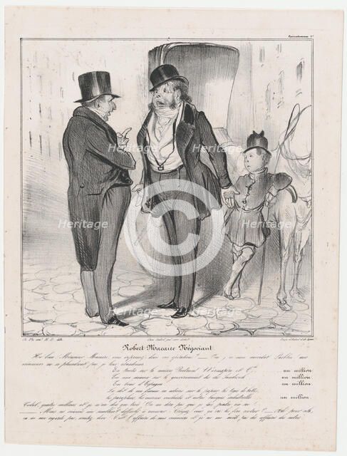 Plate 27: Robert Macaire Négociant, 1838. Creator: Honore Daumier.