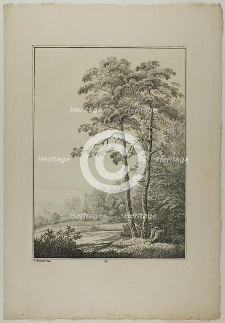 Plate 28 from Blatt Baum und Landschafts Studien, c.1810. Creator: Lorenz Ekemann Alesson.