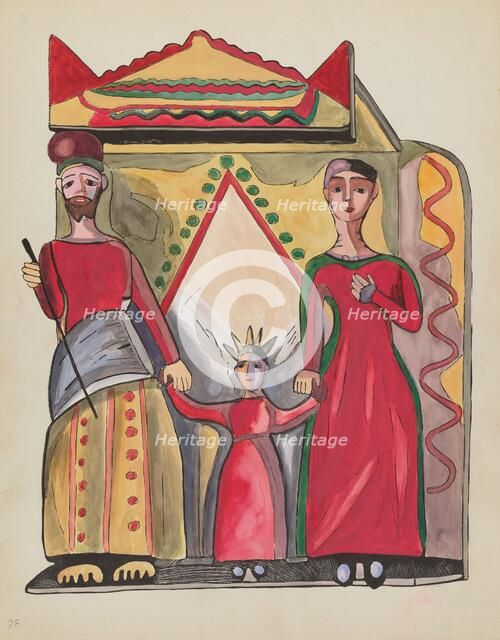 Plate 28: The Holy Family: From Portfolio "Spanish Colonial Designs of New Mexico", 1935/1942. Creator: Unknown.