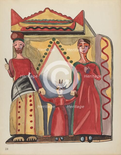 Plate 28: The Holy Family: From Portfolio "Spanish Colonial Designs of New Mexico", 1935/1942. Creator: Unknown.