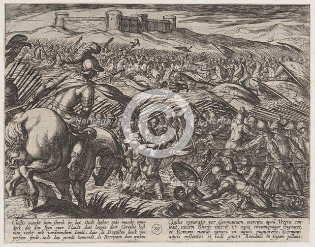 Plate 29: Civilis Floods the Land by Defensively Breaking the Dikes, from The War of the R..., 1611. Creator: Antonio Tempesta.
