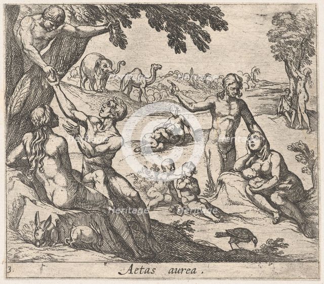 Plate 3: The Age of Gold (Aetas aurea), from Ovid's 'Metamorphoses', 1606. Creator: Antonio Tempesta.
