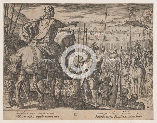 Plate 3: Alexander Instructing his Soldiers, from The Deeds of Alexander the Great, 1608. Creator: Antonio Tempesta.